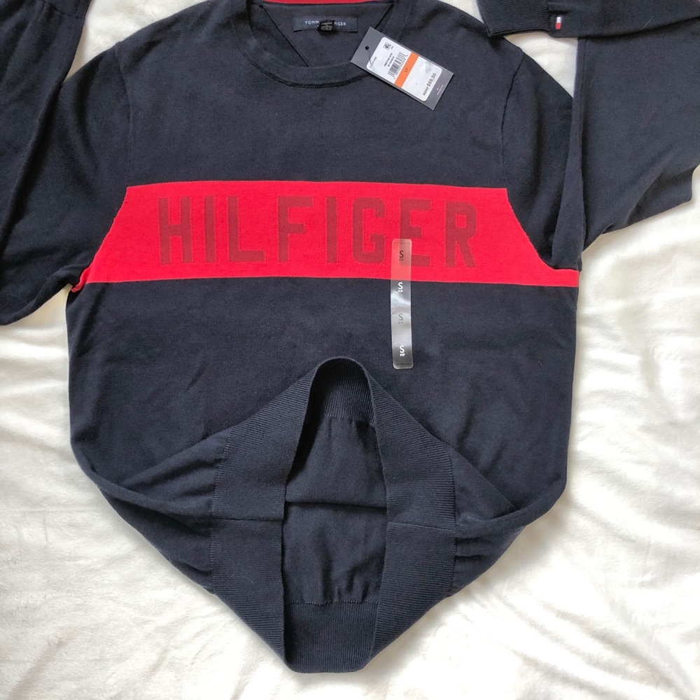 NWT TOMMY HILFIGER MENS LIGHTWEIGHT LOGO SWEATER - Picture 7 of 10